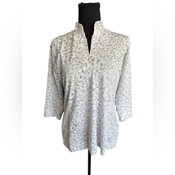 Sport Haley White Leopard Print Golf Top M | Stretch Quarter Zip Pullover I19 - Picture 1 of 9